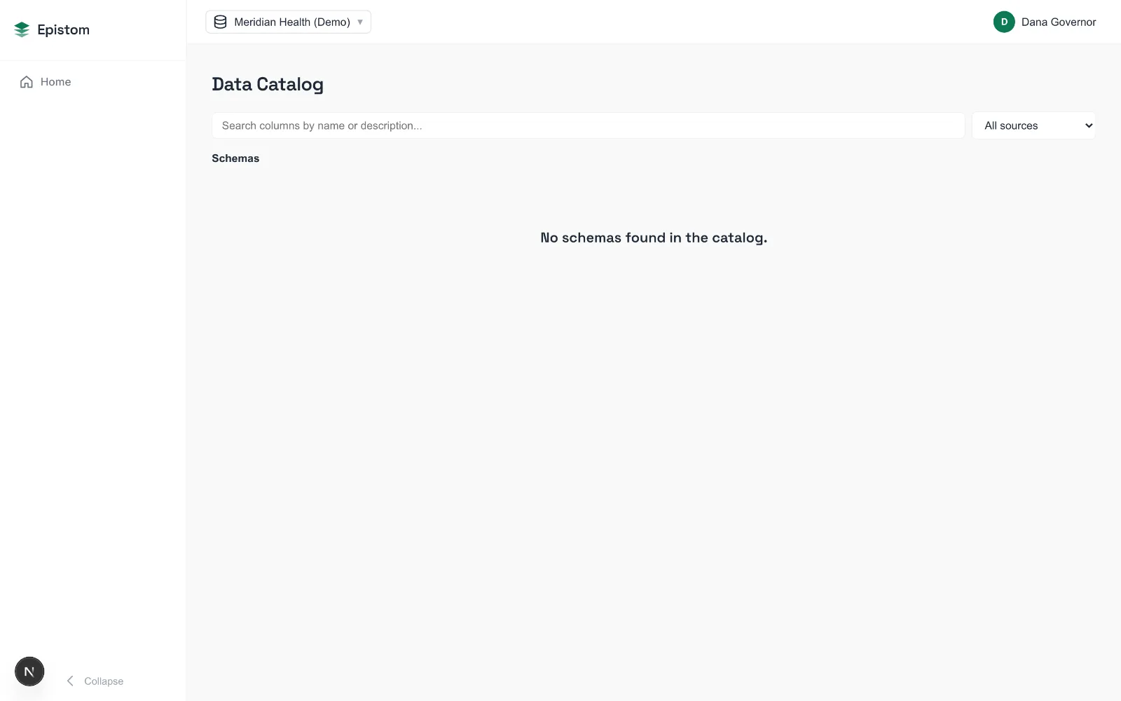 Explore console: governed data catalog